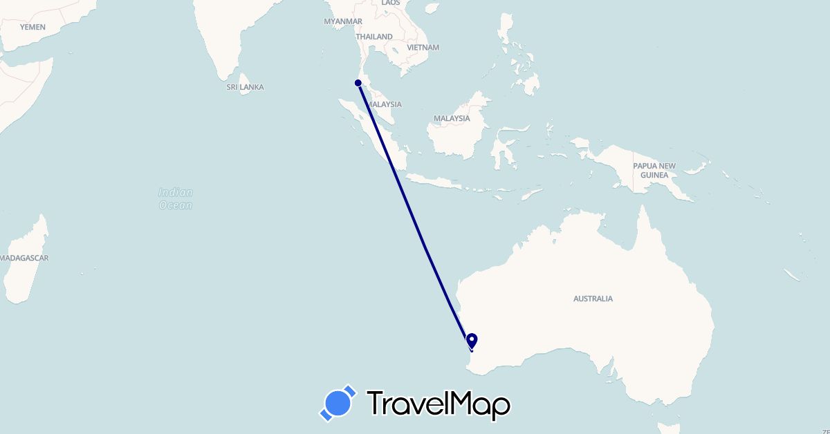 TravelMap itinerary: driving in Australia, Thailand (Asia, Oceania)